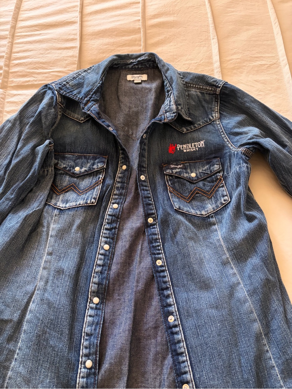 Wrangler Blue Denim Snap-Front Western Shirt